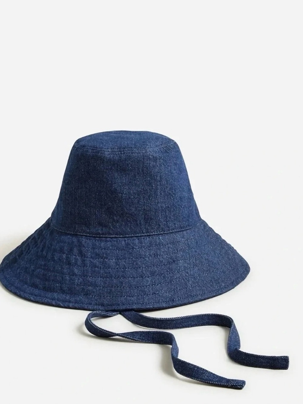 Denim bucket hat with ties